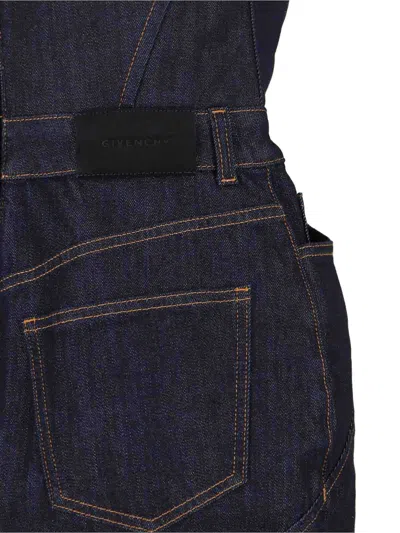 Givenchy Womens Dark Blue Contrast-stitch Panelled Denim Midi Dress In Blue
