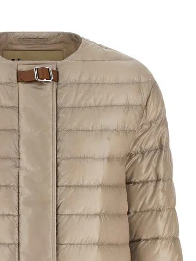 Herno Leather Strap Down Jacket In Brown