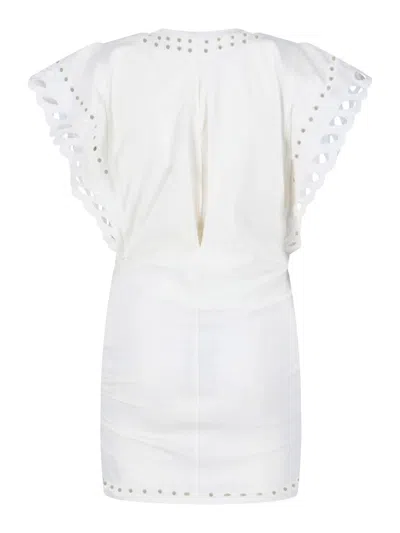 Isabel Marant Étoile Orlane Eyelet Ruffle-sleeve Mini T-shirt Dress In White