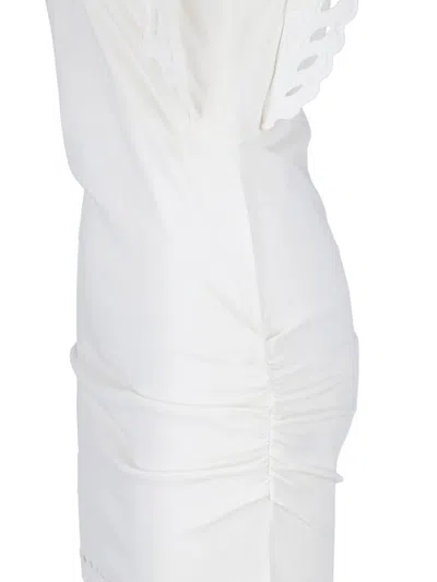 Isabel Marant Étoile Orlane Eyelet Ruffle-sleeve Mini T-shirt Dress In White