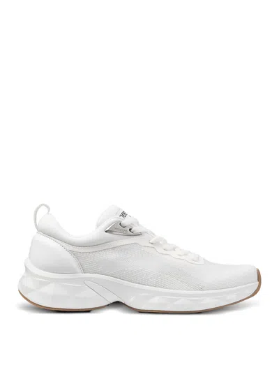 Jimmy Choo Diamond Run Leather Mesh Sneakers Pull Tab In White