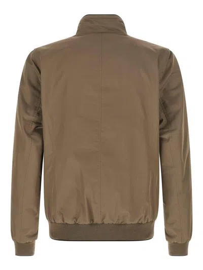 Moorer Polyester Manetti Jacket High Collar Design In Brown