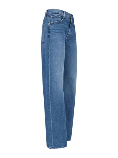 Mother Jeans The Rerun Zip Sneak With Belt Loops And Logo Embroidery On The Back In Blue Denim For Women