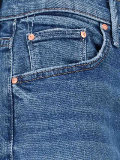 Mother Jeans The Rerun Zip Sneak With Belt Loops And Logo Embroidery On The Back In Blue Denim For Women