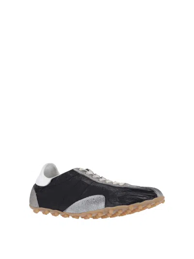 Maison Margiela Sneakers Sprinters In Suede And Leather With Vintage Finish In Black