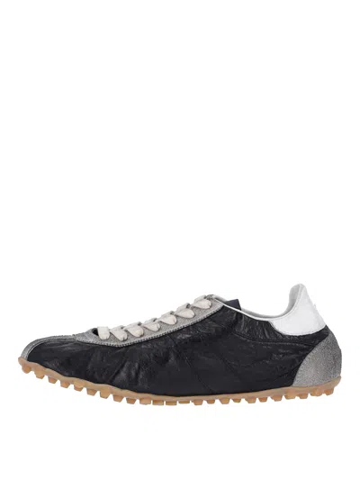 Maison Margiela Sneakers Sprinters In Suede And Leather With Vintage Finish In Black