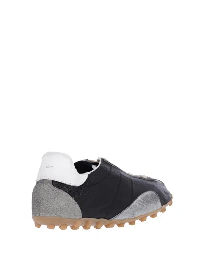 Maison Margiela Sneakers Sprinters In Suede And Leather With Vintage Finish In Black