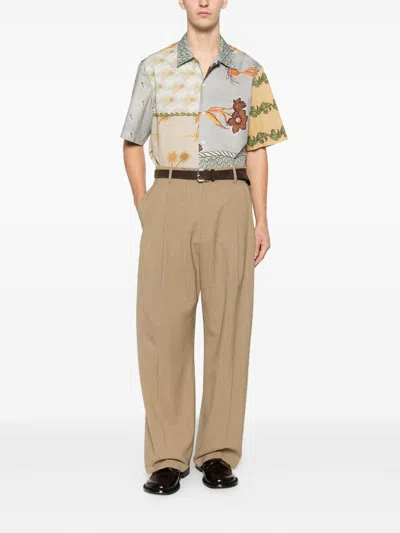 Paul Smith Textile Patchwork Muted Tones Casual Shirt In Multi