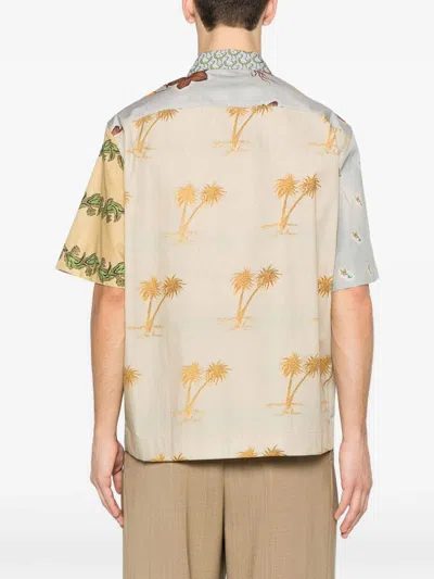 Paul Smith Textile Patchwork Muted Tones Casual Shirt In Multi
