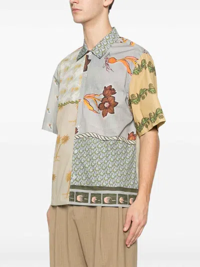 Paul Smith Textile Patchwork Muted Tones Casual Shirt In Multi