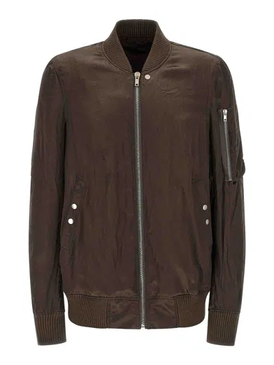 Rick Owens Brown Solid Bomber Jacket In Brown
