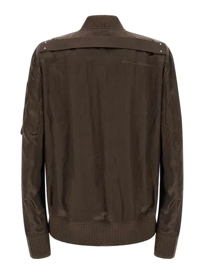 Rick Owens Brown Solid Bomber Jacket In Brown