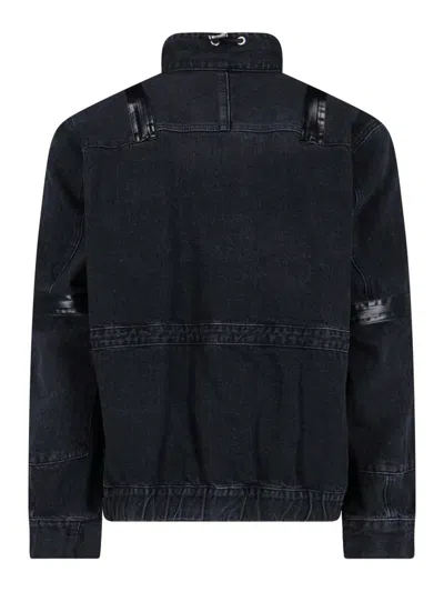 Sacai High Collar Jacket Adjustable Drawstring Front Pockets In Black