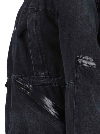 Sacai High Collar Jacket Adjustable Drawstring Front Pockets In Black