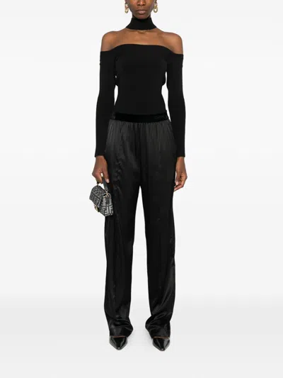 Tom Ford Stretch Silk Satin Pj Pants Trousers Black In Black