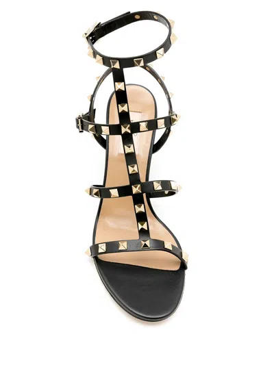 Valentino Rockstud Caged 60 Leather Ankle Strap Sandal In Black