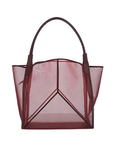 Victoria Beckham Translucent Mesh Panel Tote Bag In Red