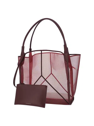Victoria Beckham Translucent Mesh Panel Tote Bag In Red