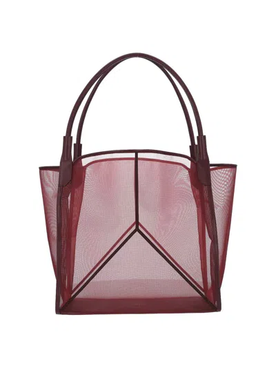 Victoria Beckham Translucent Mesh Panel Tote Bag In Red