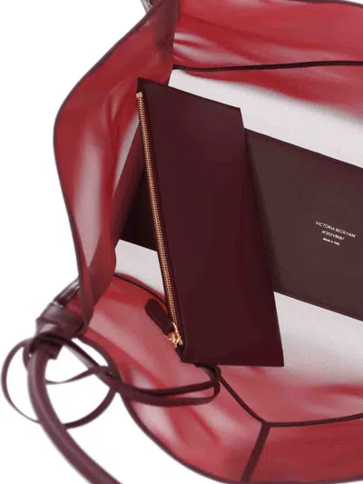 Victoria Beckham Translucent Mesh Panel Tote Bag In Red