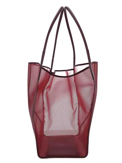 Victoria Beckham Translucent Mesh Panel Tote Bag In Red