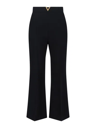 Valentino Tailored Trousers Belt Loops Gold Tone Detail In Black