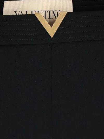 Valentino Tailored Trousers Belt Loops Gold Tone Detail In Black