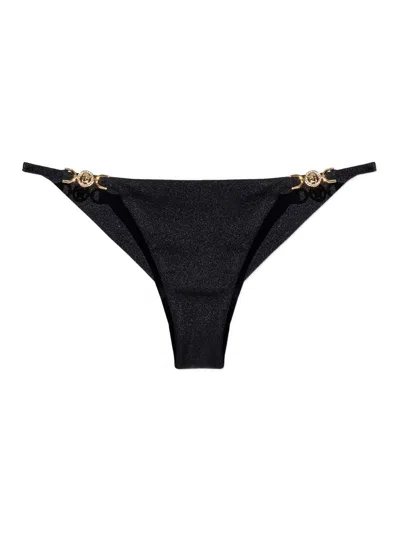 Versace Halter Bikini Briefs High Cut Hardware In Black