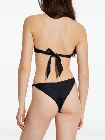 Versace Halter Bikini Briefs High Cut Hardware In Black