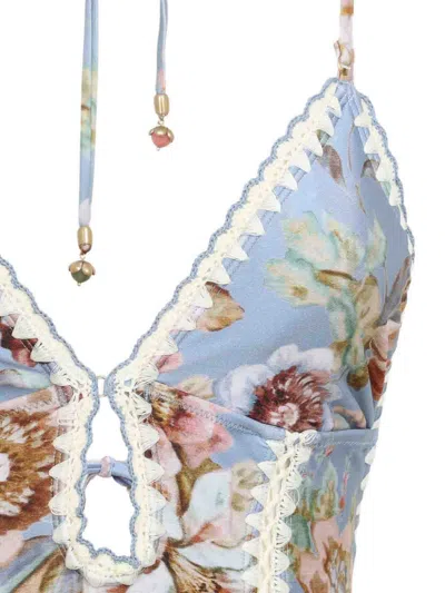 Zimmermann Triangle Bikini Top With Scalloped Trim And Detachable Straps In Blue