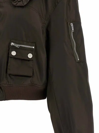 Ganni Technical Fabric Bomber Jacket In Brown