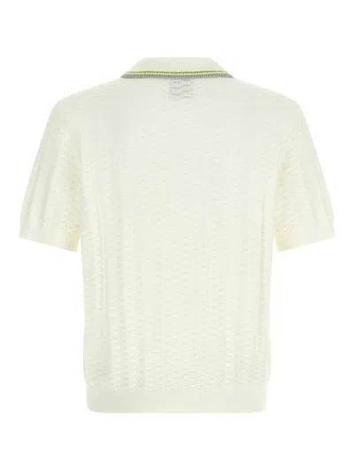 Casablanca Tennis Boucle Polo Shirt In White