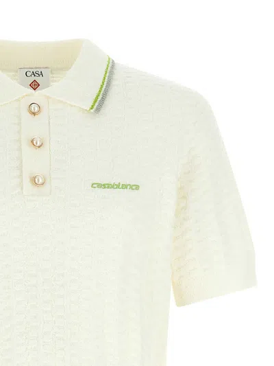 Casablanca Tennis Boucle Polo Shirt In White
