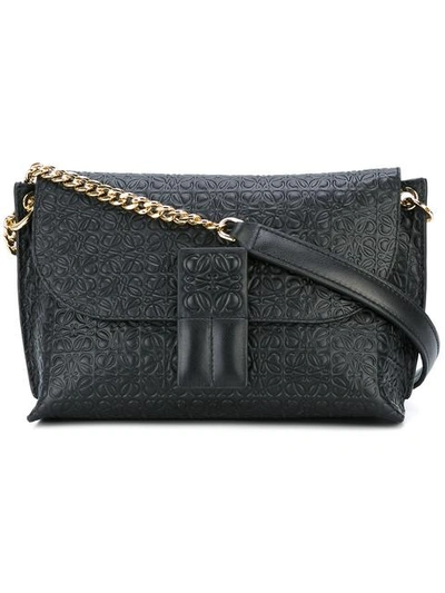 Loewe 'avenue' Embossed Calfskin Leather Crossbody Bag - Black