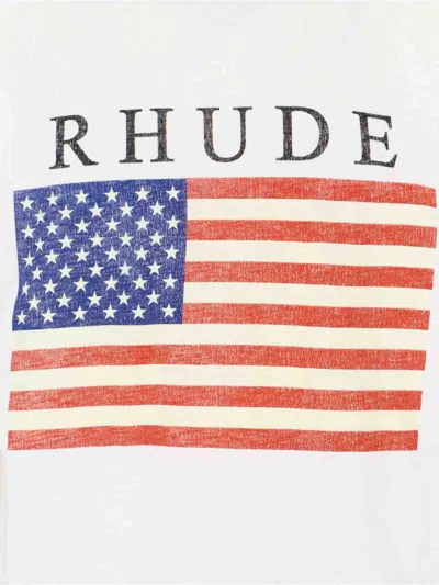 Rhude Graphic Print Crew Neck Short Sleeve T-shirt In White
