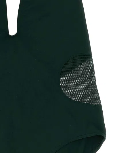 Eres Couture Bow-detailed Halterneck Swimsuit In Green