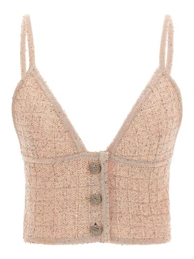 Alessandra Rich Sequin-embellished Wool Blend Tank Top In Nude