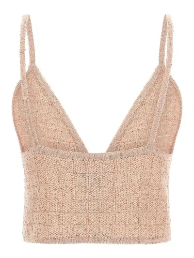 Alessandra Rich Sequin-embellished Wool Blend Tank Top In Nude