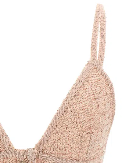 Alessandra Rich Sequin-embellished Wool Blend Tank Top In Nude