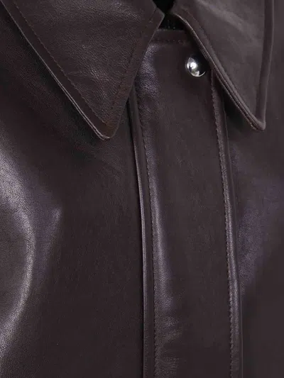 Khaite Womens Dark Brown Shelman Pointed-collar Leather Jacket Xs In Brown