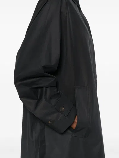 Studio Nicholson Black Coat With Concealed Button Placket In Black