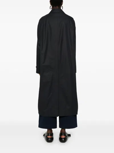 Studio Nicholson Black Coat With Concealed Button Placket In Black