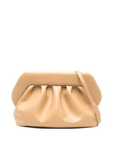 Themoirè Pleated Rectangular Clutch Adaptable Strap In Sand