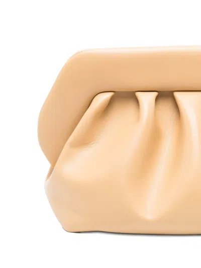 Themoirè Pleated Rectangular Clutch Adaptable Strap In Sand