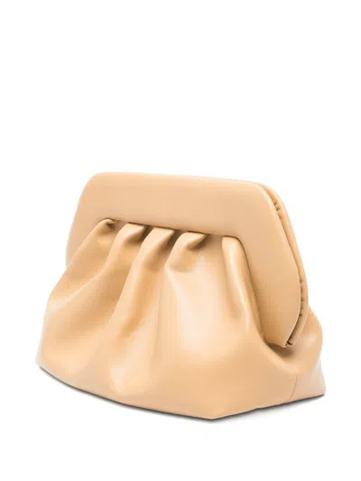 Themoirè Pleated Rectangular Clutch Adaptable Strap In Sand