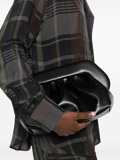 Themoirè Structured Black Bios Clutch With Magnetic Closure In Blue