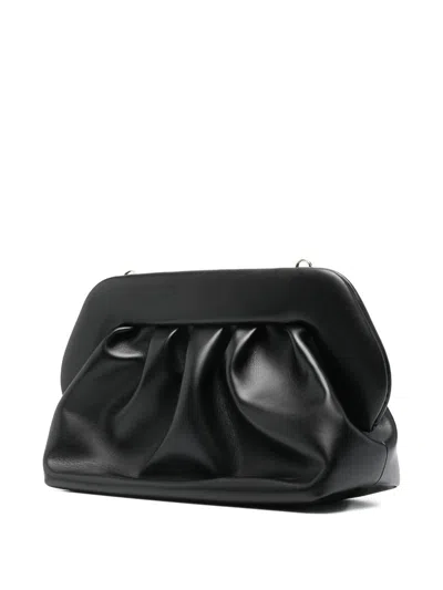 Themoirè Structured Black Bios Clutch With Magnetic Closure In Blue
