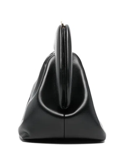 Themoirè Structured Black Bios Clutch With Magnetic Closure In Blue