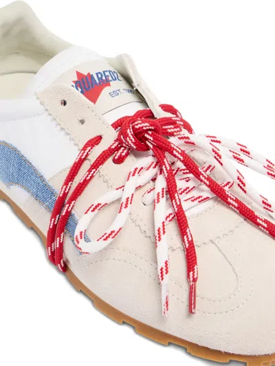 Dsquared2 Dc-642 Denim Panelled Trainers In Multi