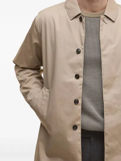 Barbour Long Collared Jacket Lorden Side Pockets In Neutral